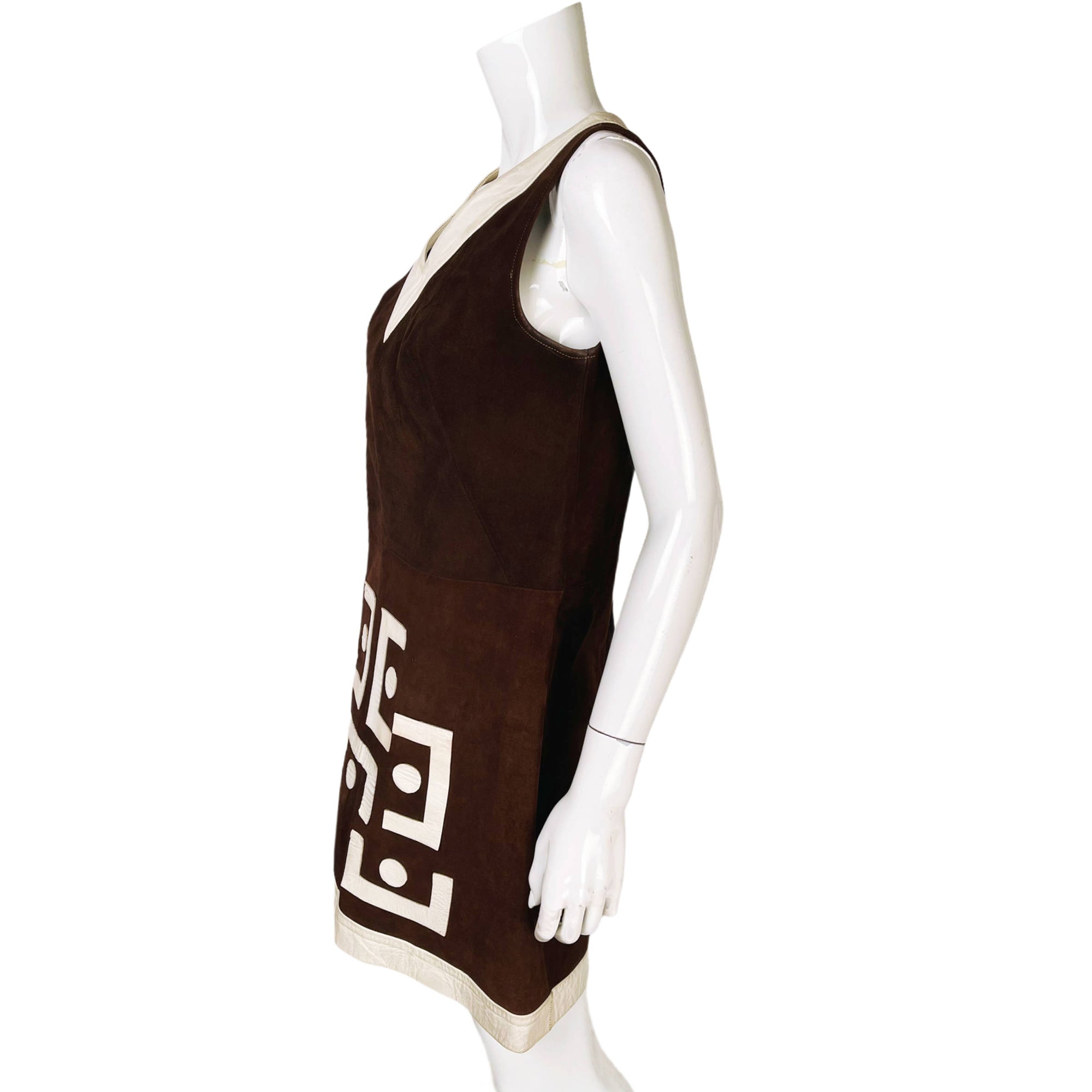 Vintage 60s Pierre Cardin Mod Suede Leather Dress 1968 Design