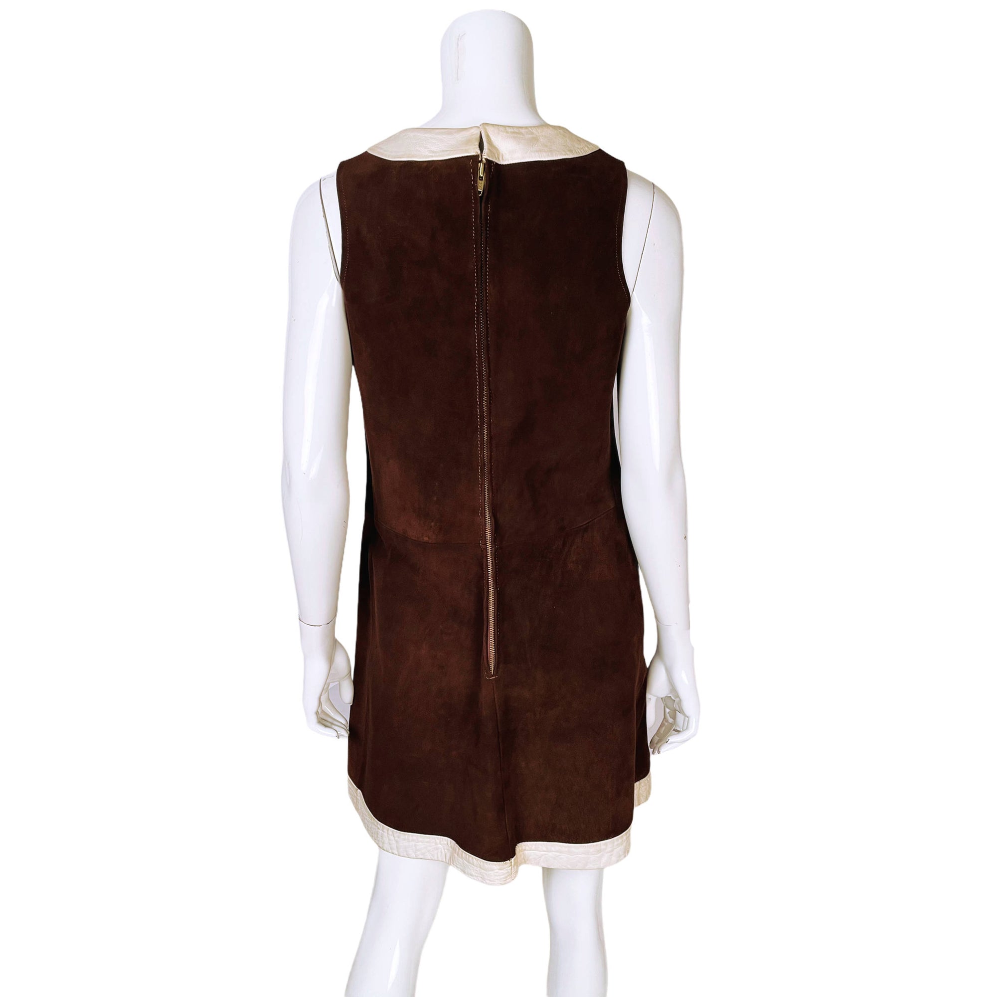 Vintage 60s Pierre Cardin Mod Suede Leather Dress 1968 Design