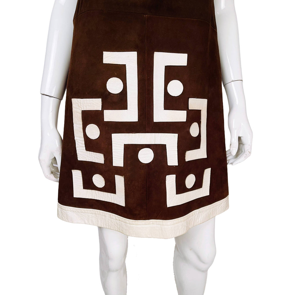 Vintage 60s Pierre Cardin Mod Suede Leather Dress 1968 Design