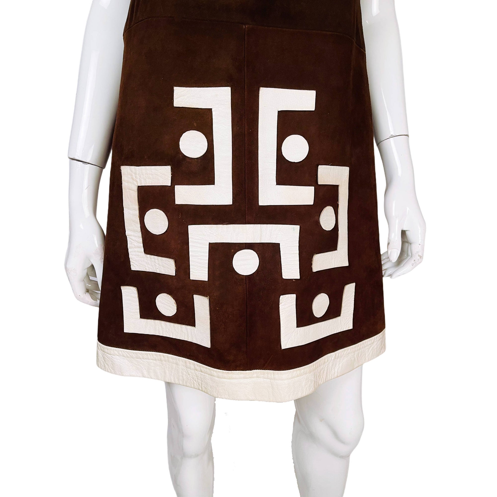 Vintage 60s Pierre Cardin Mod Suede Leather Dress 1968 Design