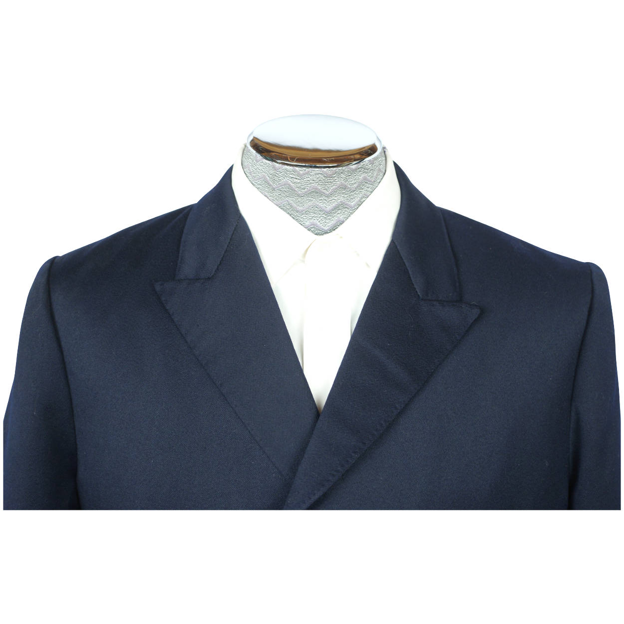 Vintage 1960s Pierre Cardin Paris Topcoat Mens Blue Wool Gabardine Coat Size M L - Poppy's Vintage Clothing