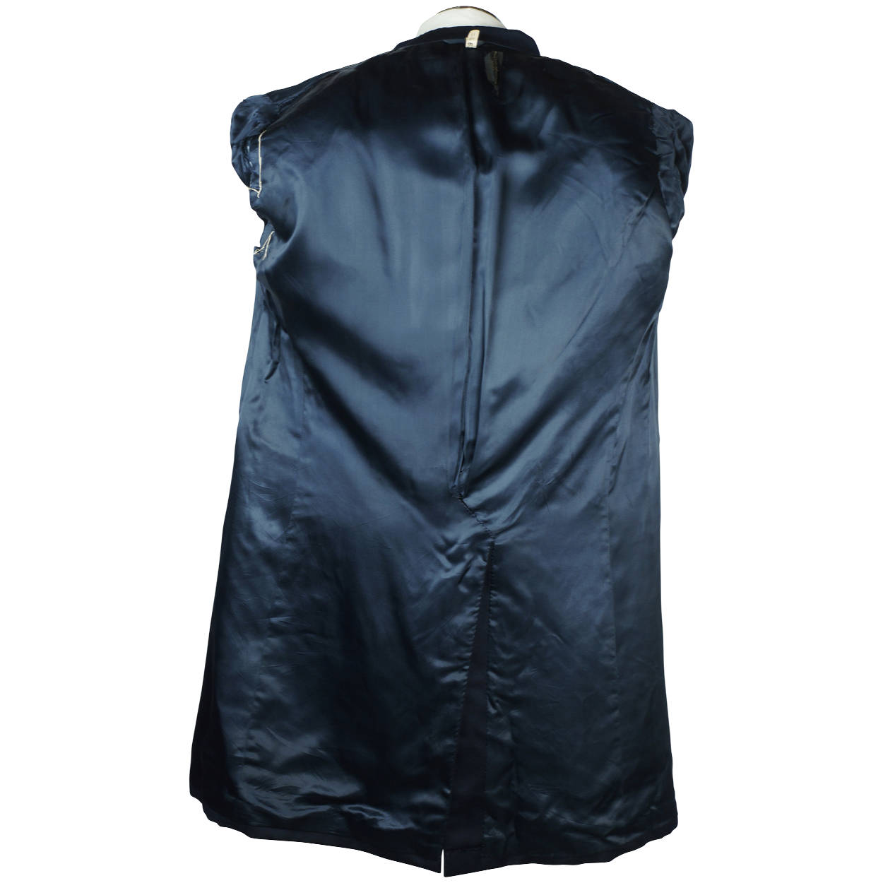 Vintage 1960s Pierre Cardin Paris Topcoat Mens Blue Wool Gabardine Coat Size M L - Poppy's Vintage Clothing