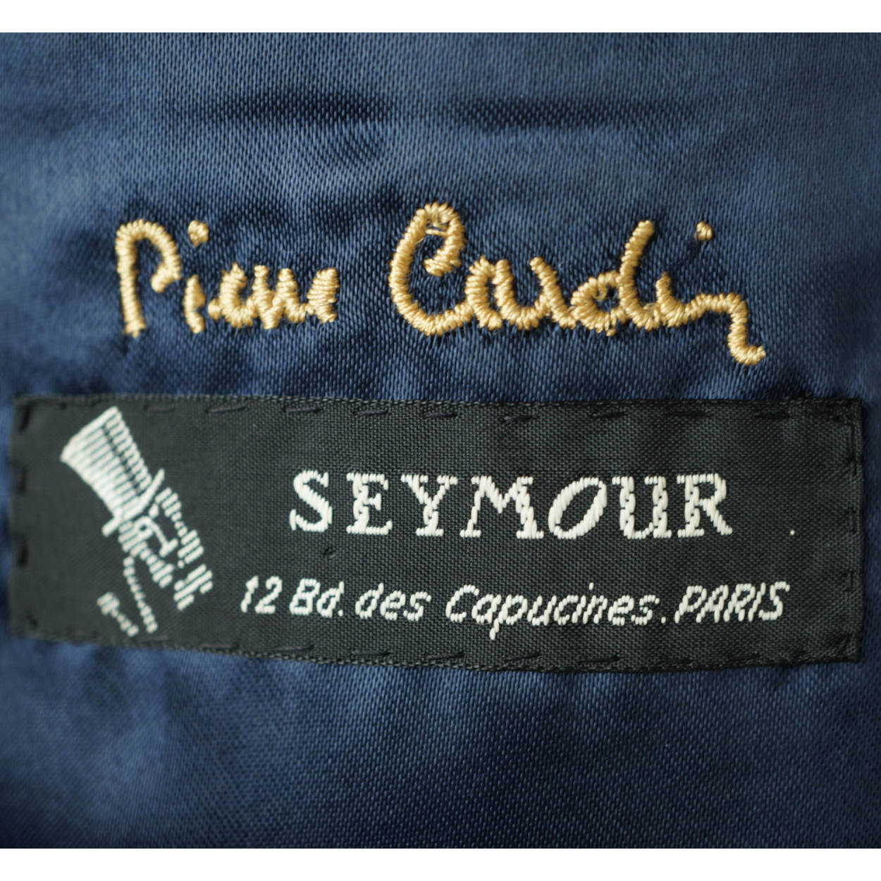 Vintage 1960s Pierre Cardin Paris Topcoat Mens Blue Wool Gabardine Coat Size M L - Poppy's Vintage Clothing