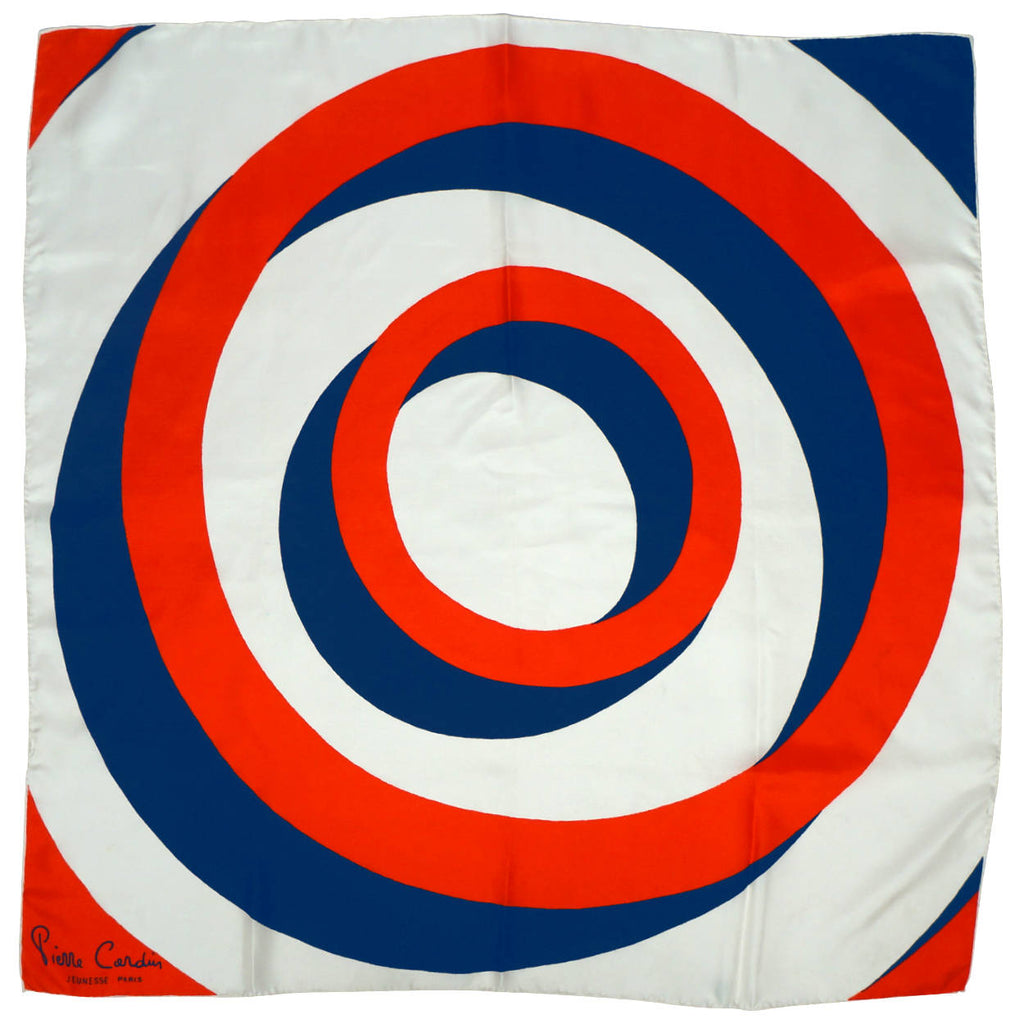 Vintage Pierre Cardin Jeunesse Silk Scarf Square 60s Op Art - Poppy's Vintage Clothing