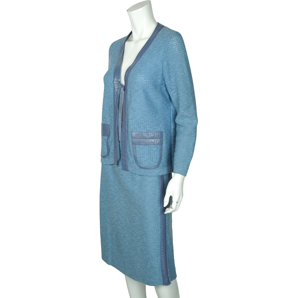 Vintage 1970s Pierre Falaise Paris Knit Skirt Suit Comformode France Ladies Sz M - Poppy's Vintage Clothing