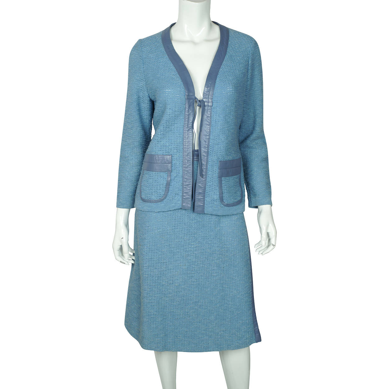 Vintage 1970s Pierre Falaise Paris Knit Skirt Suit Comformode France Ladies Sz M - Poppy's Vintage Clothing