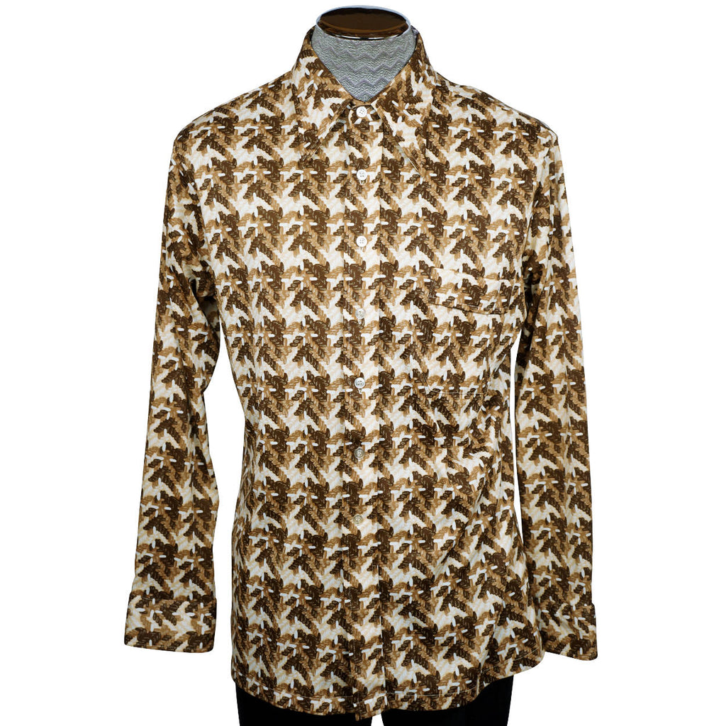 Vintage 70s Disco Shirt Polyester Mens Size XL Pierre Gerard - Poppy's Vintage Clothing