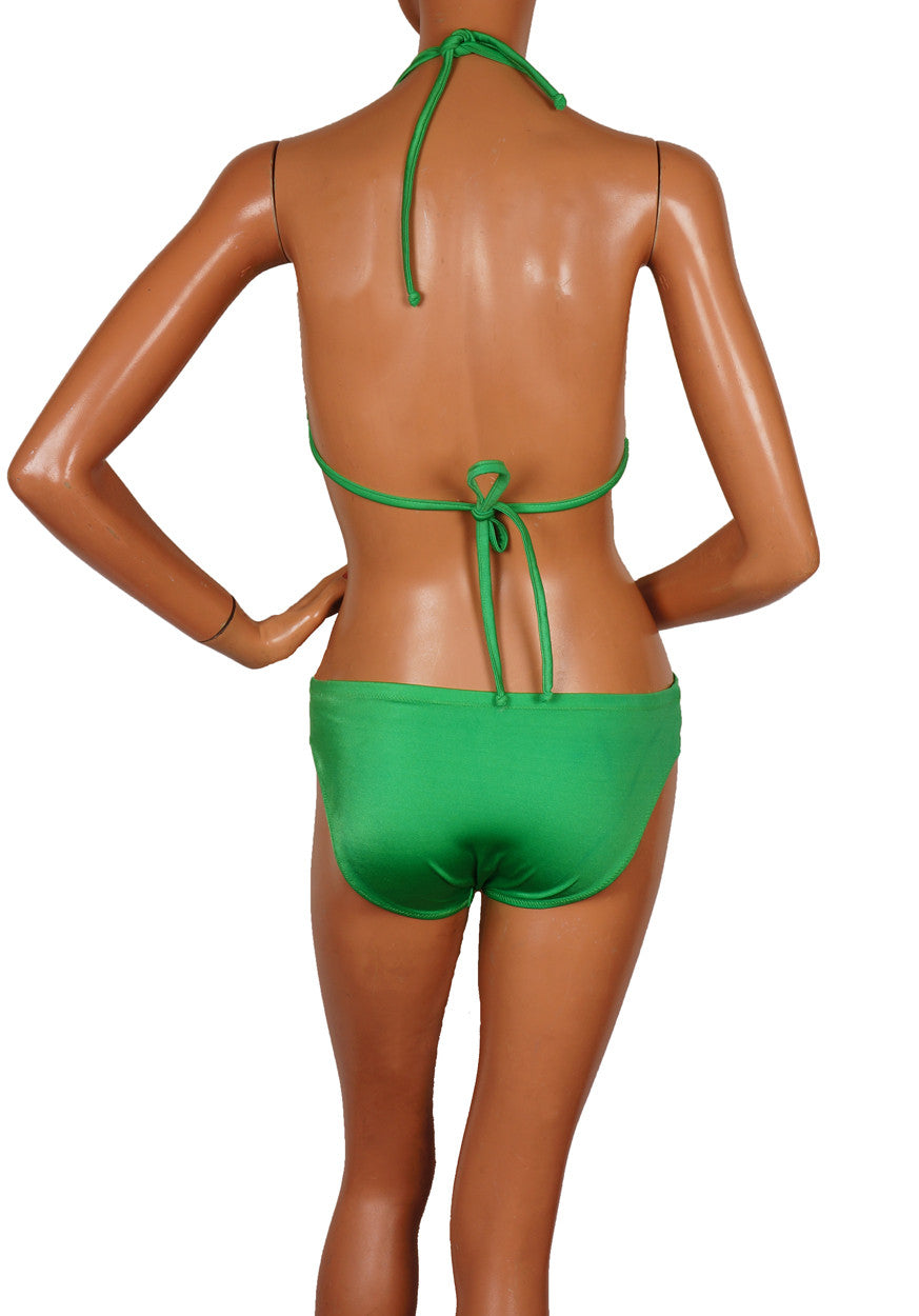 Vintage 70s Pierre Cardin Paris Green Bikini Two Piece Swimsuit Size 7 - Poppy's Vintage Clothing