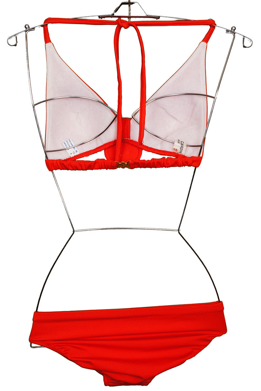 Vintage 1970s Pierre Cardin Logo Bikini Red Two Piece Bathing Suit Size 8 - Poppy's Vintage Clothing