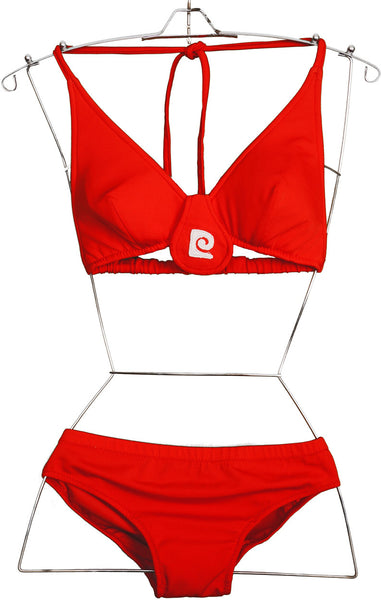 Vintage 1970s Pierre Cardin Logo Bikini Red Two Piece Bathing Suit Size 8 - Poppy's Vintage Clothing