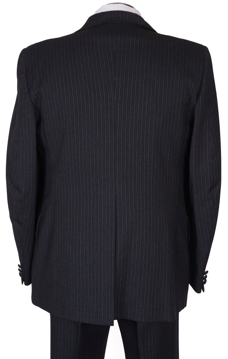 Vintage 1960s Mod Mens Pin Striped Wool Suit Dandy Double Breasted - M - Poppy's Vintage Clothing