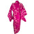 Vintage Japanese Silk Kimono Hot Pink w Satin Swirl Pattern