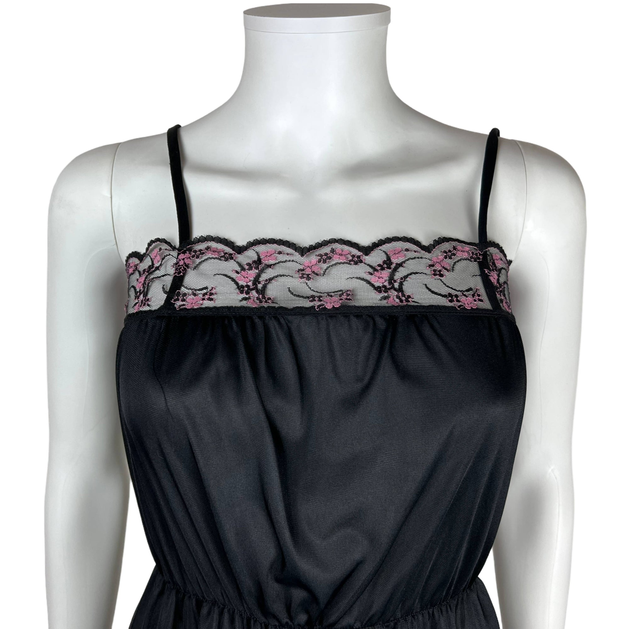 1970s Vintage Babydoll Set Black Sheer Robe Nightie Panties