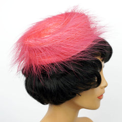 Vintage 1960s Pink Pillbox Hat Ladies Cocktail Party Evening Wear One Size - Poppy's Vintage Clothing