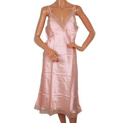 Vintage 1940s Pink Satin Slip with Lace Trim Size M Excellent Condition - Poppy's Vintage Clothing