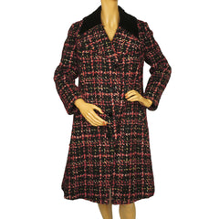 Vintage 1960s 70s Tweed Wool Coat Red Black &amp; White Ladies Size M - Poppy's Vintage Clothing