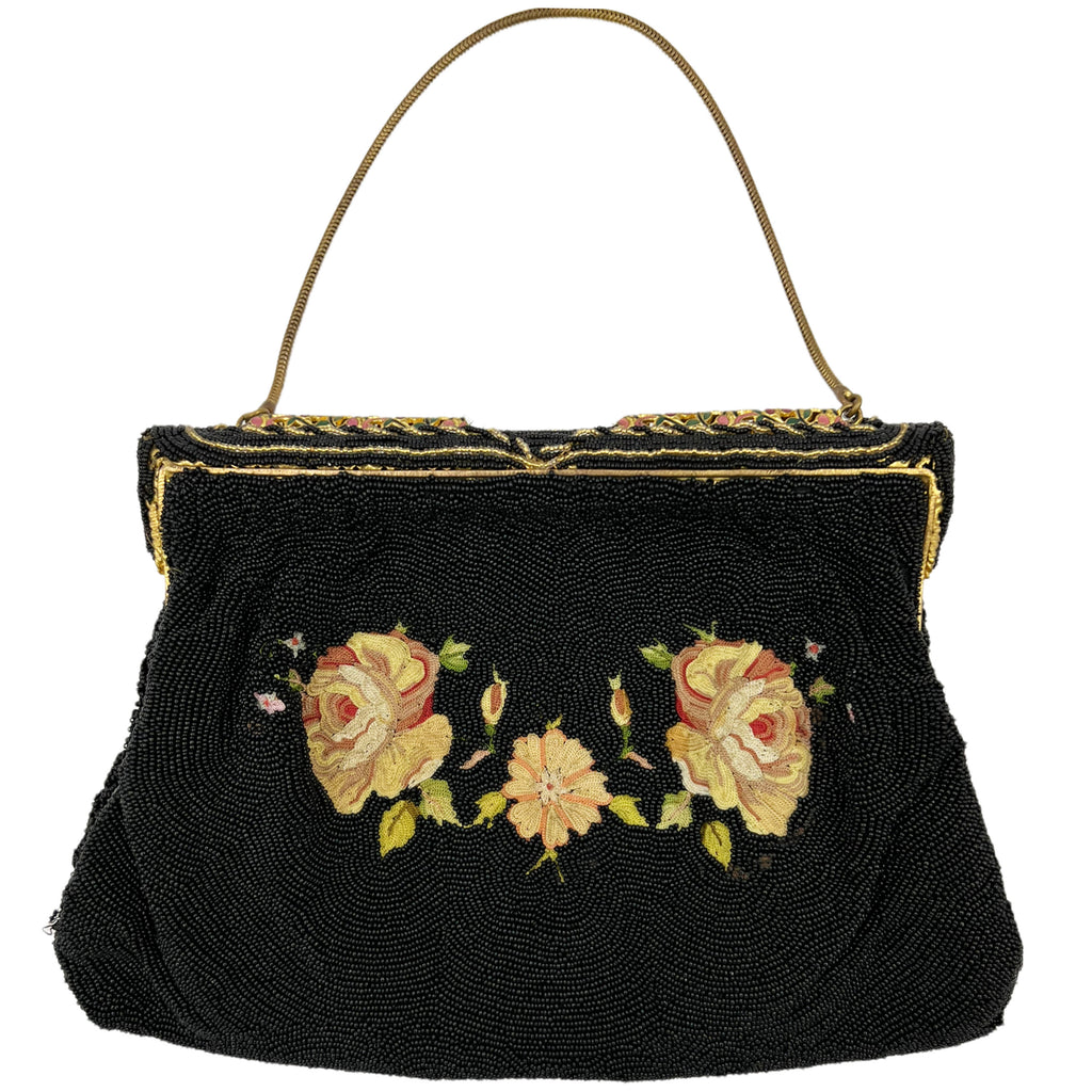Vintage Beaded Evening Bag w Point de Beauvais Embroidery