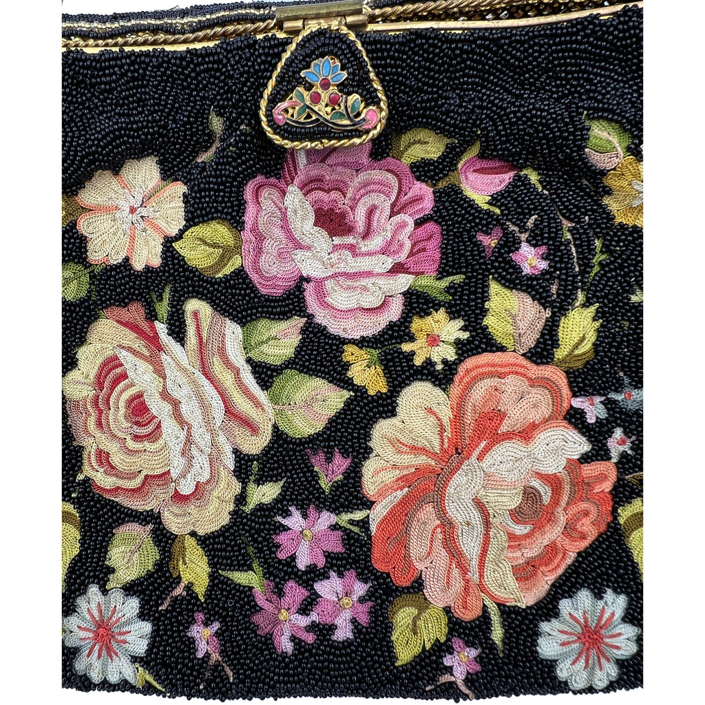 Vintage Beaded Evening Bag w Point de Beauvais Embroidery
