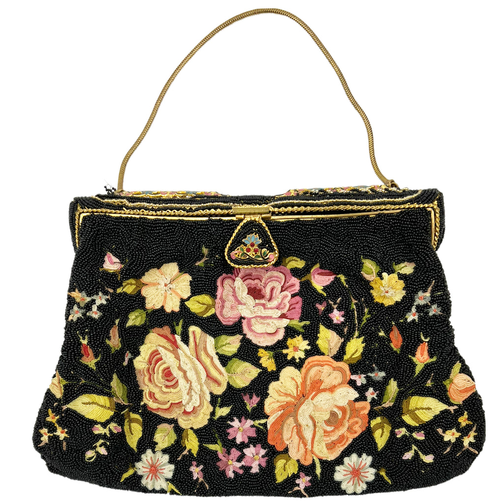 Vintage Beaded Evening Bag w Point de Beauvais Embroidery