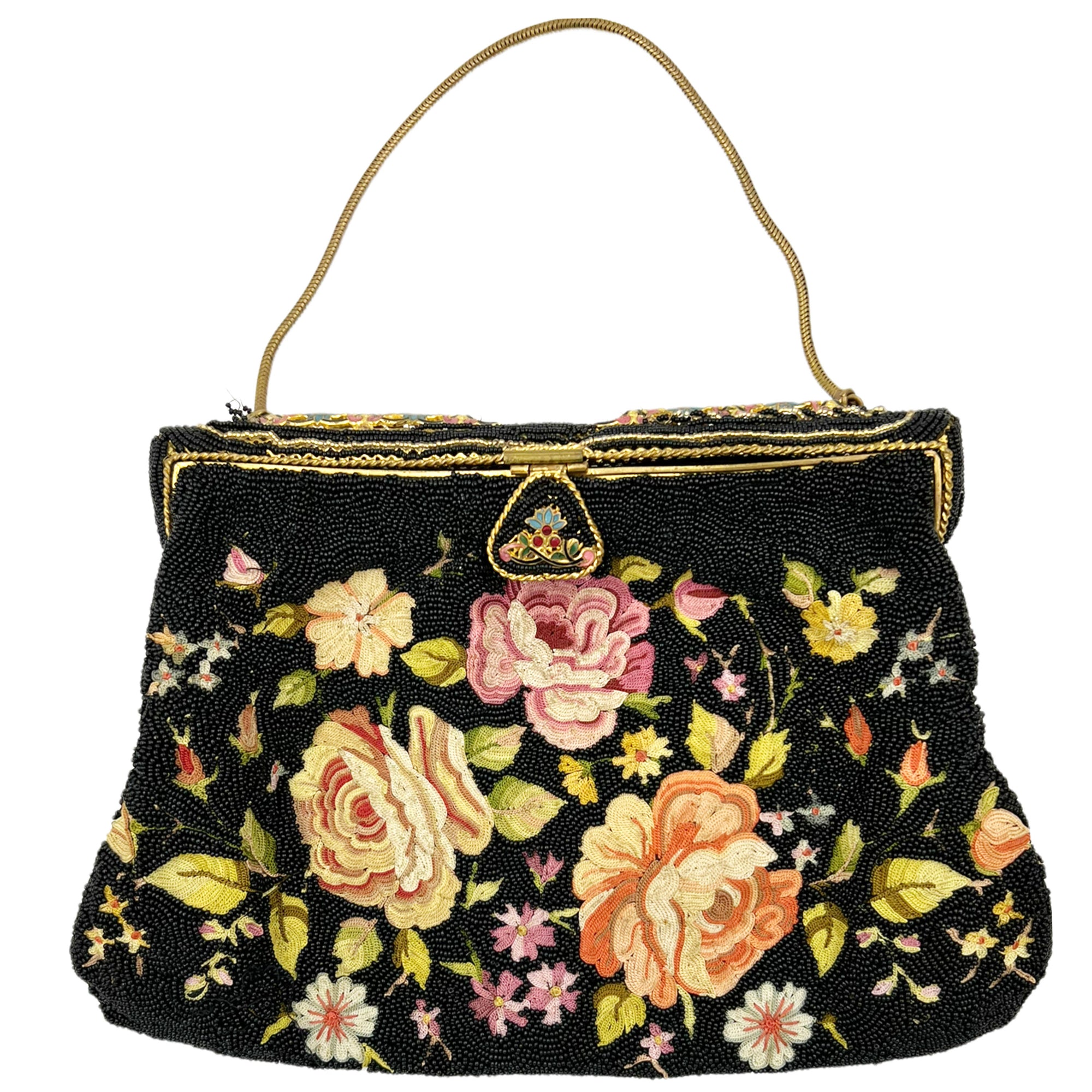 Vintage Beaded Evening Bag w Point de Beauvais Embroidery