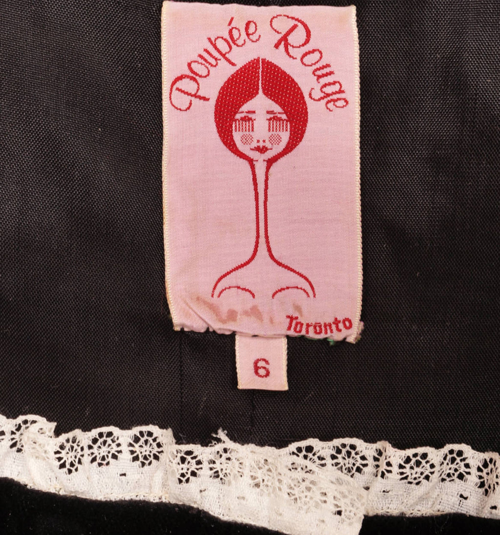 Vintage 1960s Mod Black Velvet Dolly Mini Dress - Poupee Rouge - Susie Kosovic XS - Poppy's Vintage Clothing