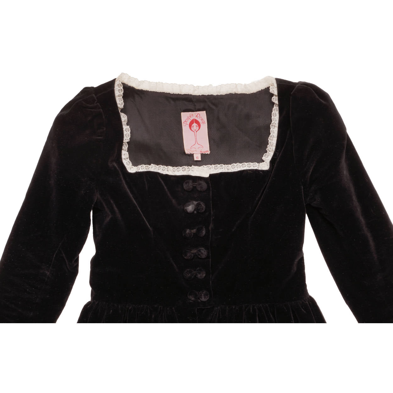 Vintage 1960s Mod Black Velvet Dolly Mini Dress - Poupee Rouge - Susie Kosovic XS - Poppy's Vintage Clothing