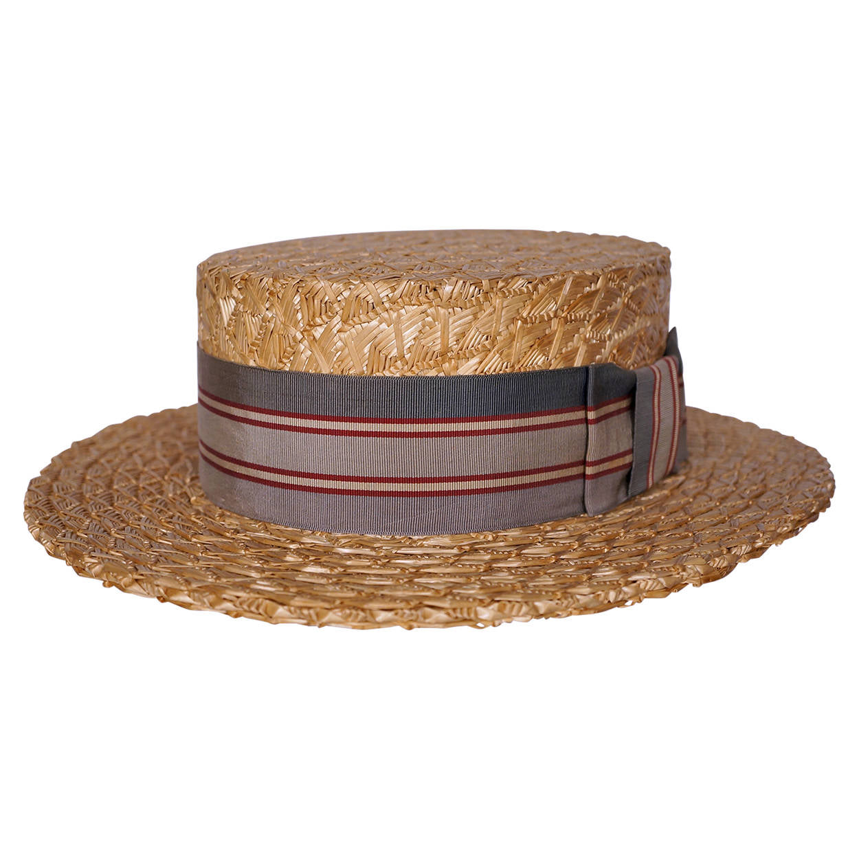 Vintage 1920s English Mens Straw Boater Premier Hat Shops Ottawa Size M