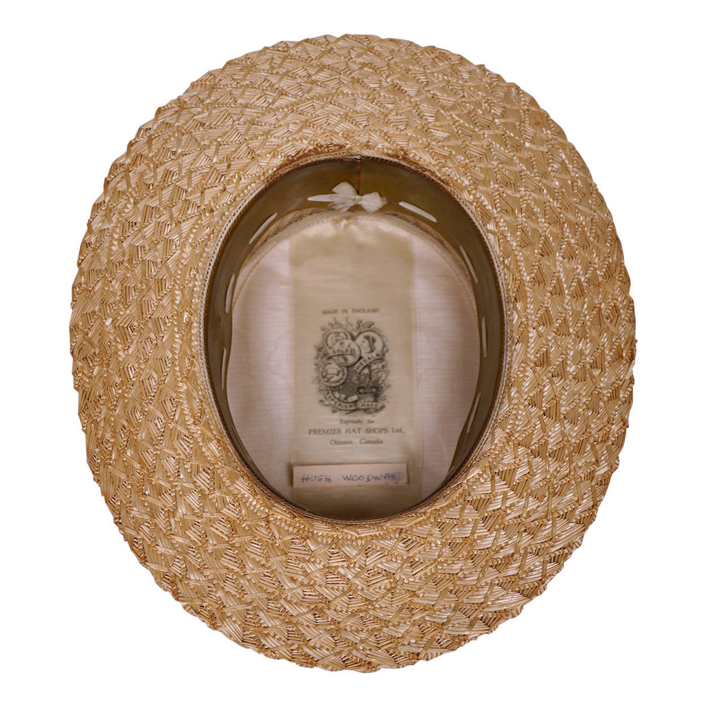 Vintage 1920s English Mens Straw Boater Premier Hat Shops Ottawa Size M - Poppy's Vintage Clothing