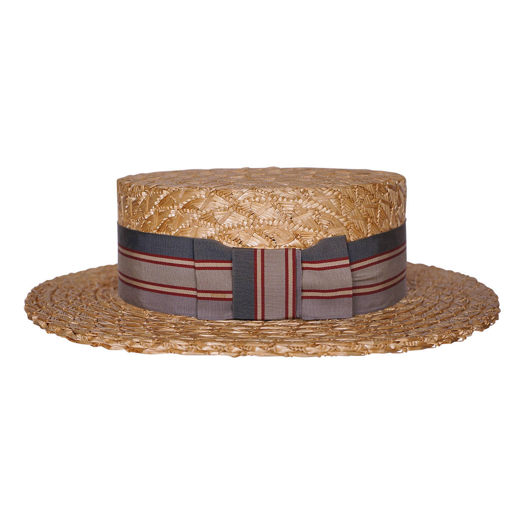 Vintage 1920s English Mens Straw Boater Premier Hat Shops Ottawa Size M - Poppy's Vintage Clothing