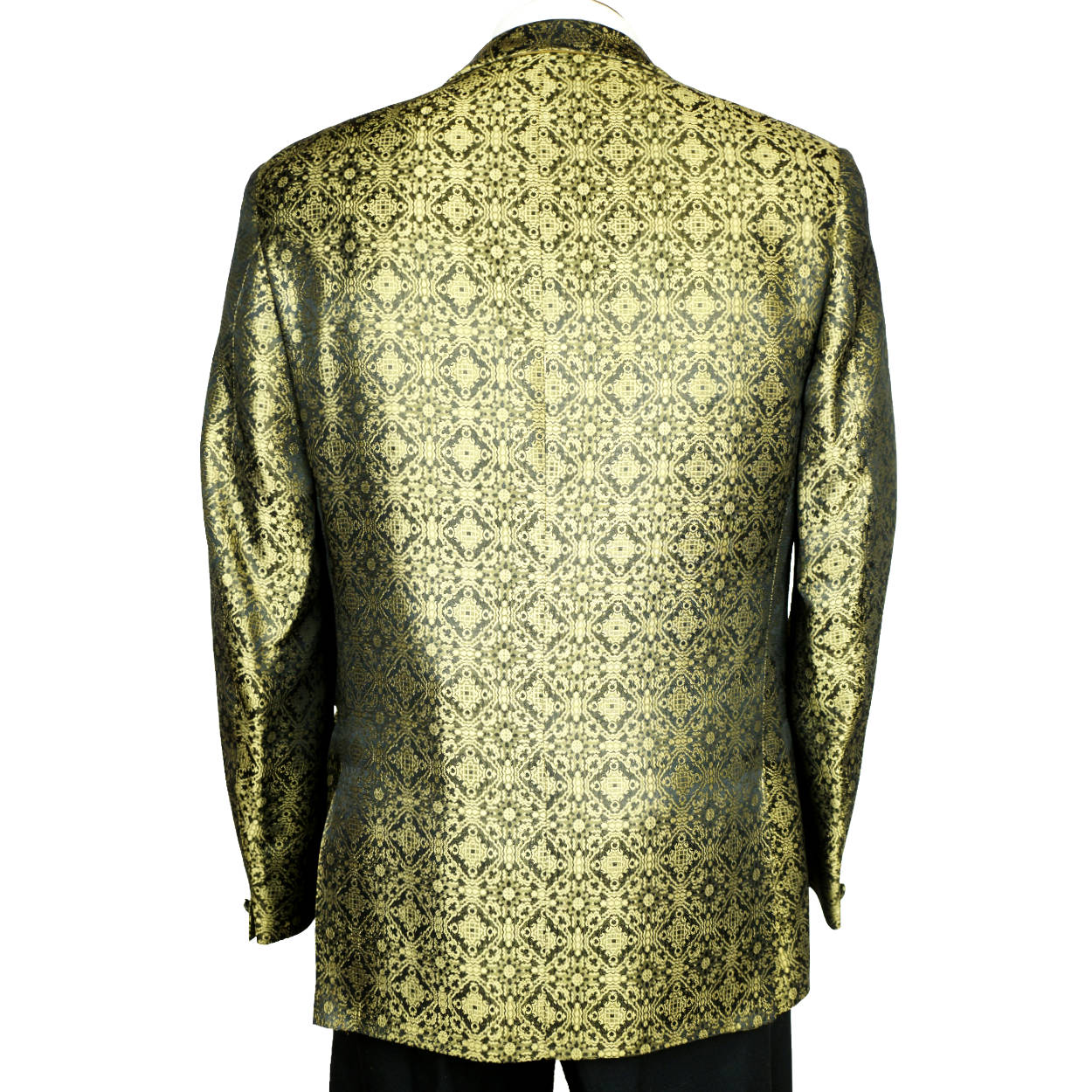 Vintage 1960s Gold Lame Brocade Tuxedo Dinner Jacket Mens Size Medium - Poppy's Vintage Clothing