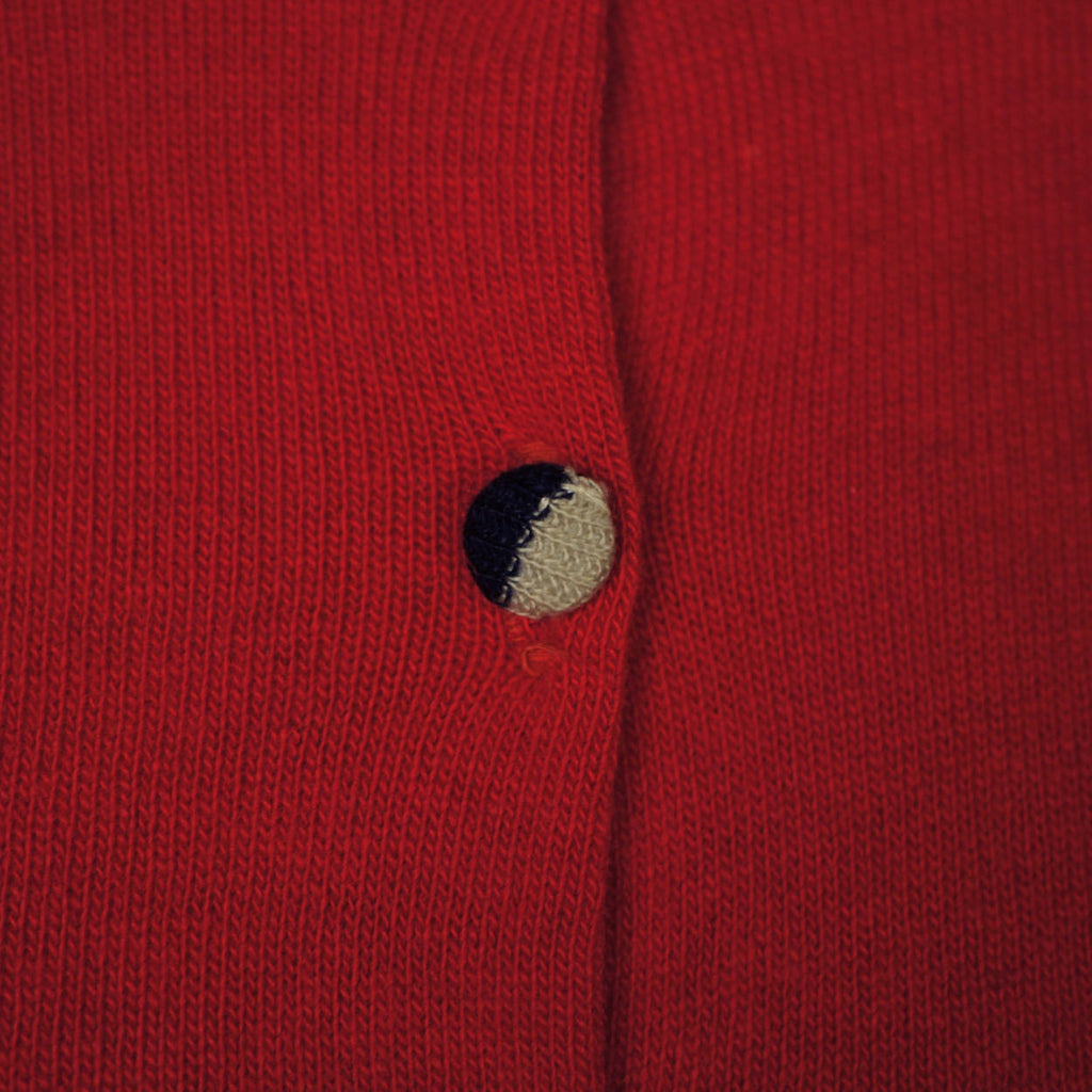 Vintage 1950s Pringle Scottish Cashmere Sweater Red Intarsia Cardigan Ladies M - Poppy's Vintage Clothing