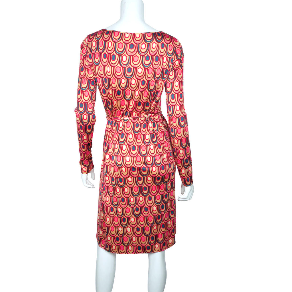 Vintage 1990s Emilio Pucci Dress Geometric Silk Jersey Sz 12 - Poppy's Vintage Clothing