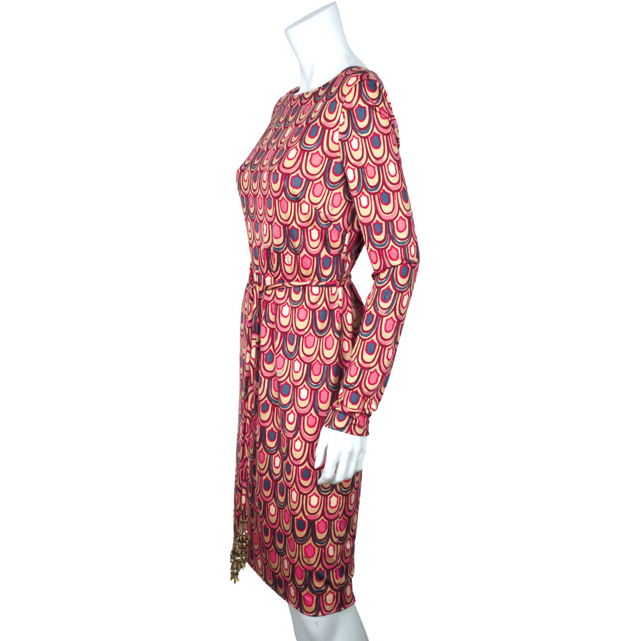 Vintage 1990s Emilio Pucci Dress Geometric Silk Jersey Sz 12 - Poppy's Vintage Clothing
