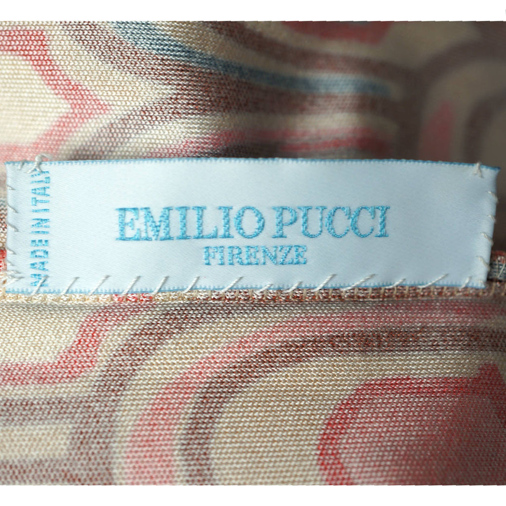 Vintage 1990s Emilio Pucci Dress Geometric Silk Jersey Sz 12 - Poppy's Vintage Clothing