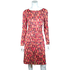Vintage 1990s Emilio Pucci Dress Geometric Silk Jersey Sz 12 - Poppy's Vintage Clothing