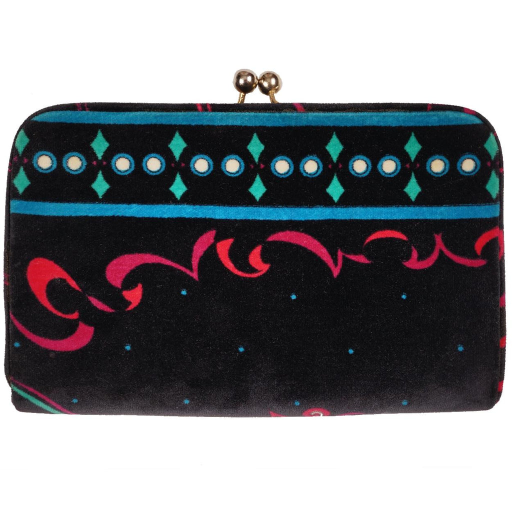 Vintage 1960s Pucci Velvet Clutch Purse - Bird of Paradise Print - Poppy's Vintage Clothing