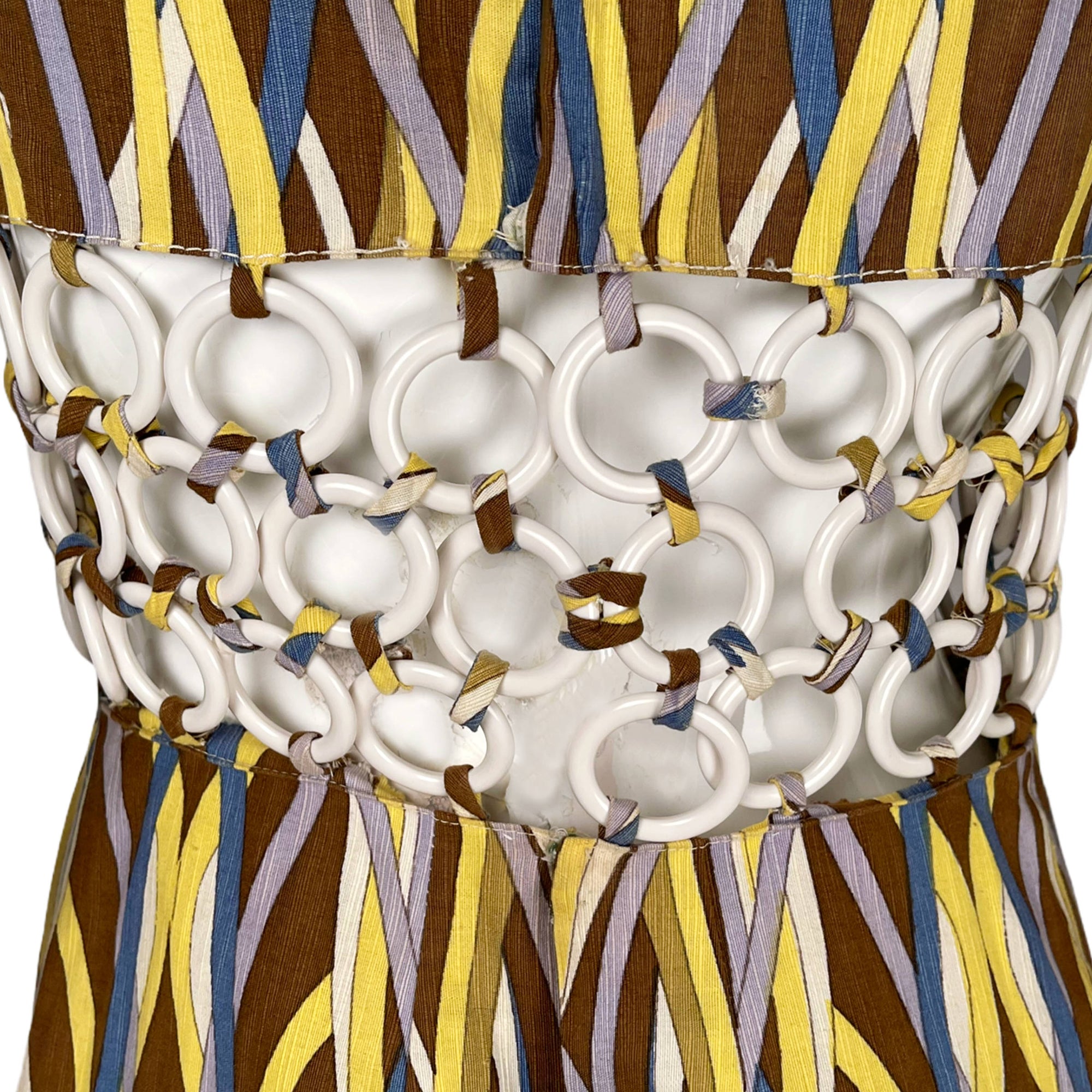 Vintage 60s Mod Maxi Dress Pucciesque w Ring Midriff Italy