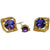 Vintage Purple Rivoli Rhinestone Cufflinks Gold Setting - Poppy's Vintage Clothing