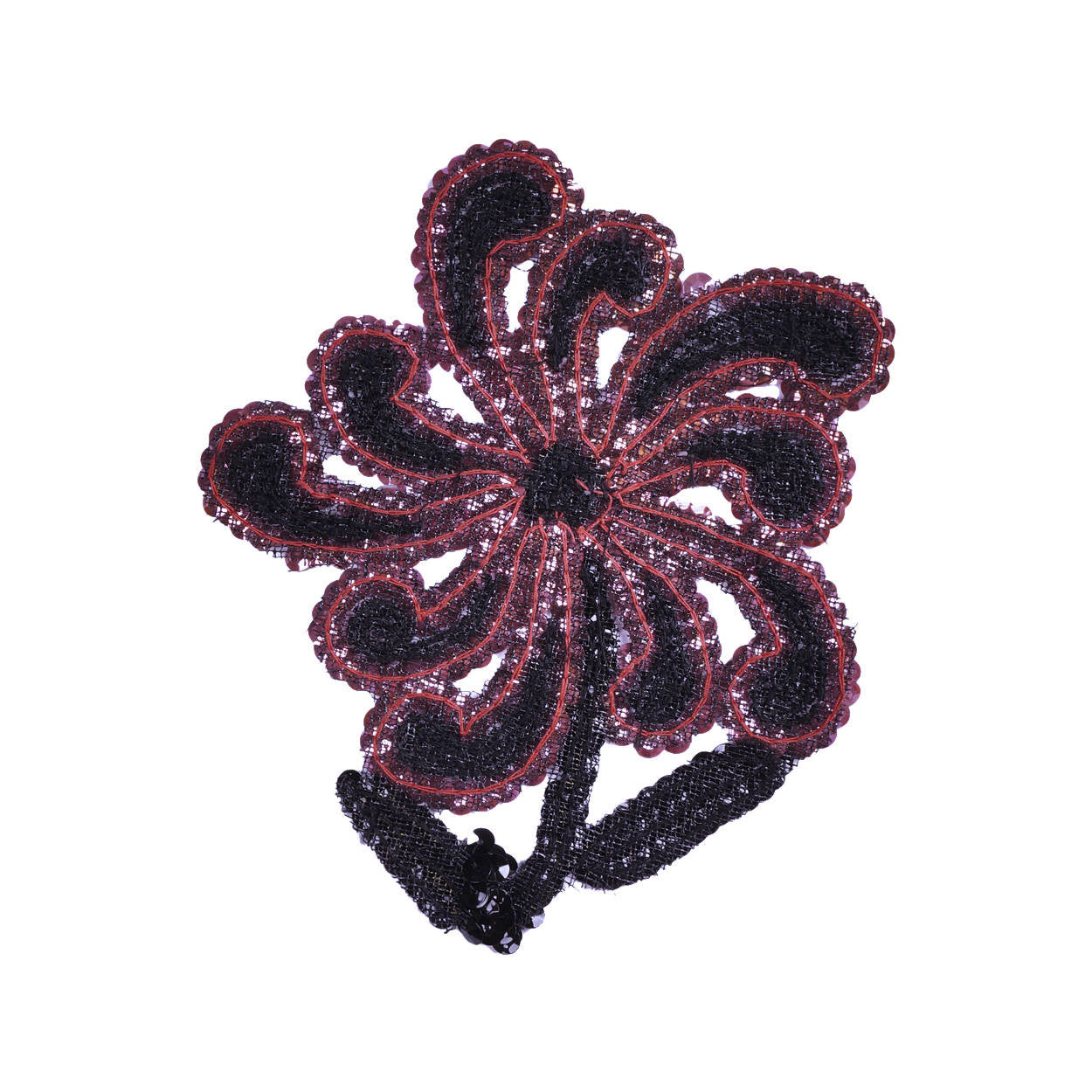 Vintage Sequin Applique Purple and Black Flower 1940s Hand Sewn Unused NOS - Poppy's Vintage Clothing
