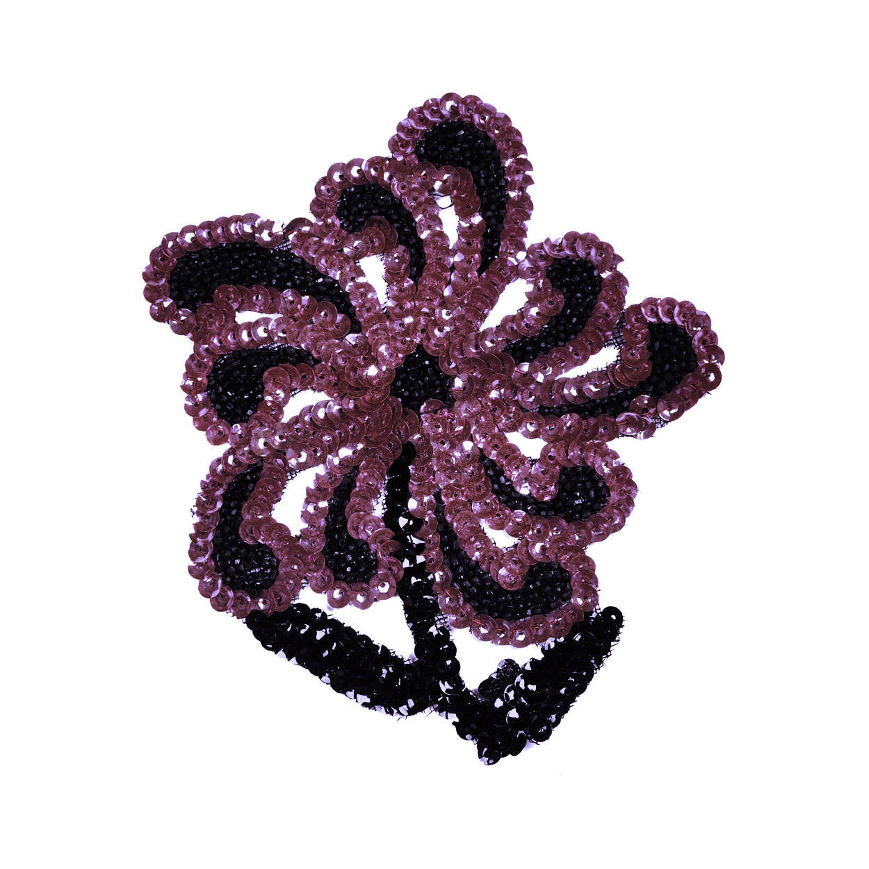 Vintage Sequin Applique Purple and Black Flower 1940s Hand Sewn Unused NOS - Poppy's Vintage Clothing