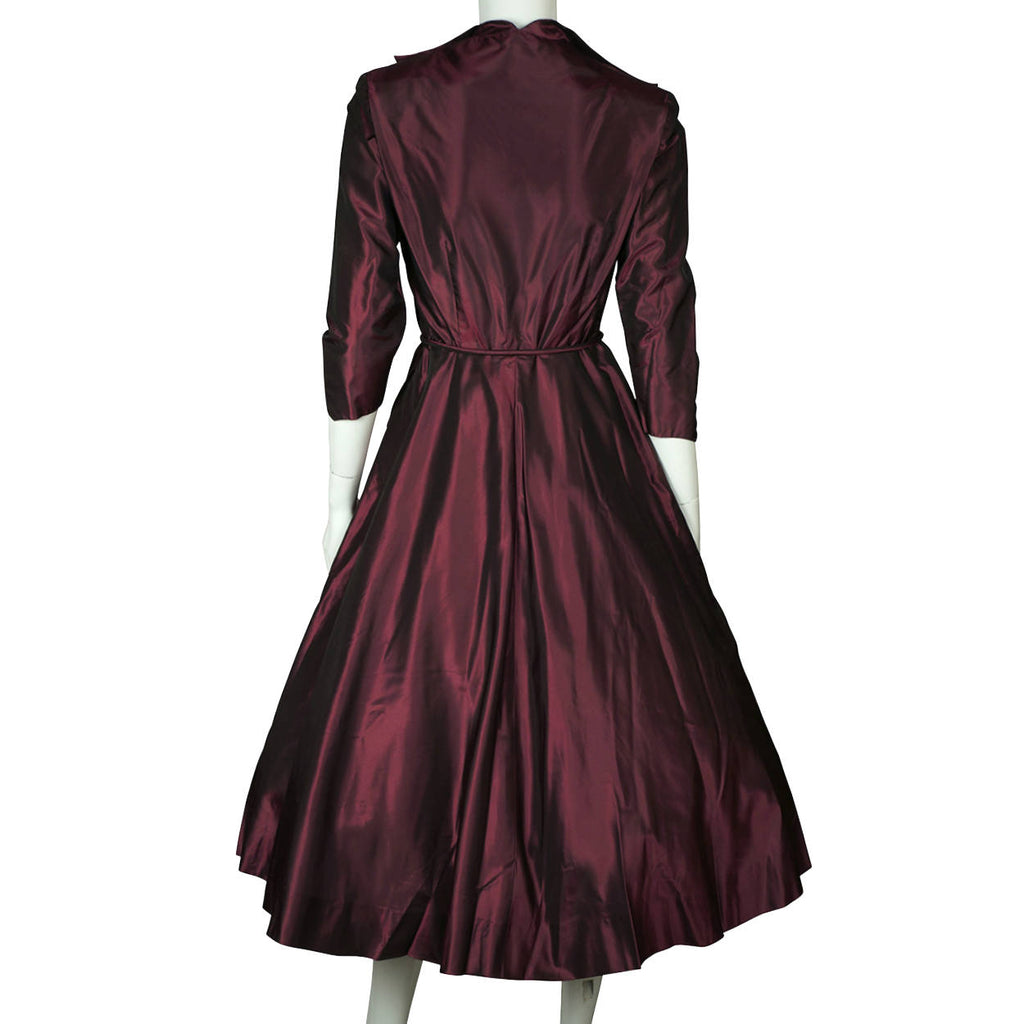 Vintage 1950s Party Dress Purple Silk Taffeta w Crinoline Skirt Size M - Poppy's Vintage Clothing
