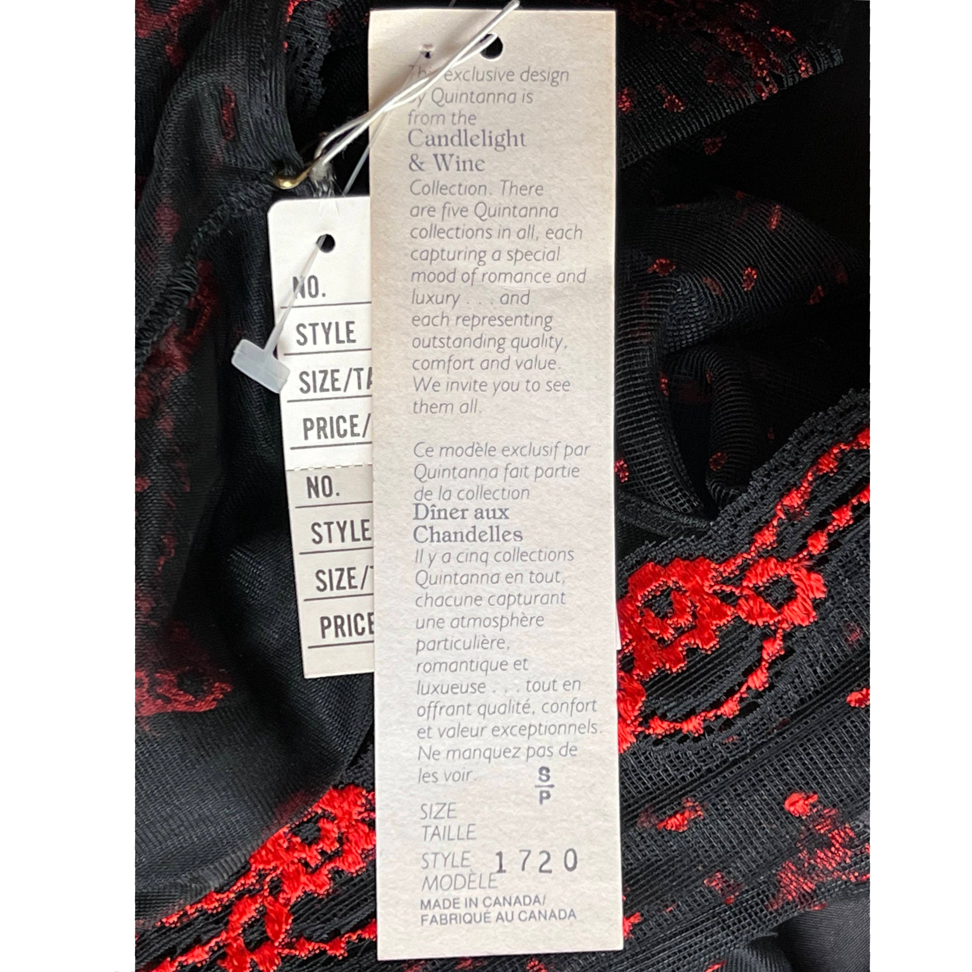 NWT 1980s Vintage Babydoll w Panties Red & Black Nylon Sz S