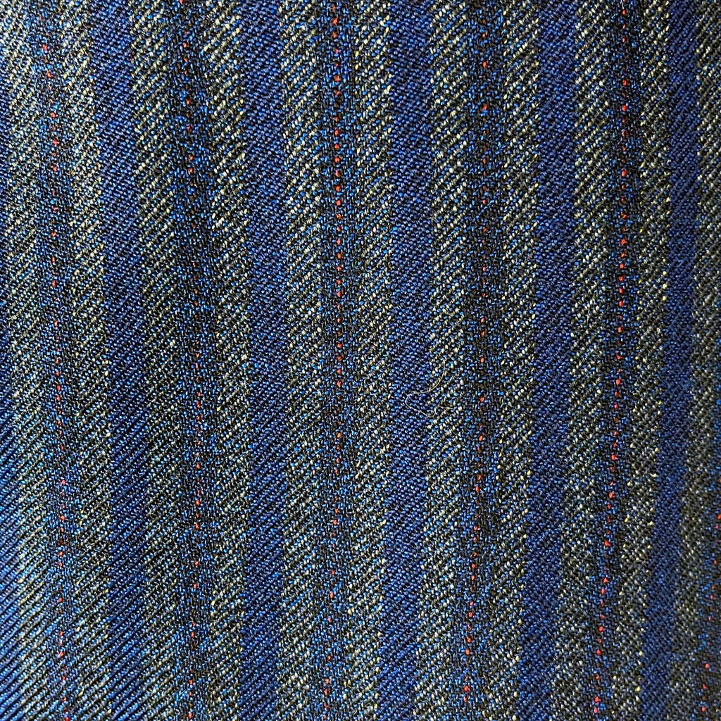 Vintage 1960s Mens Striped Suit Custom Tailored Blue Wool Size M