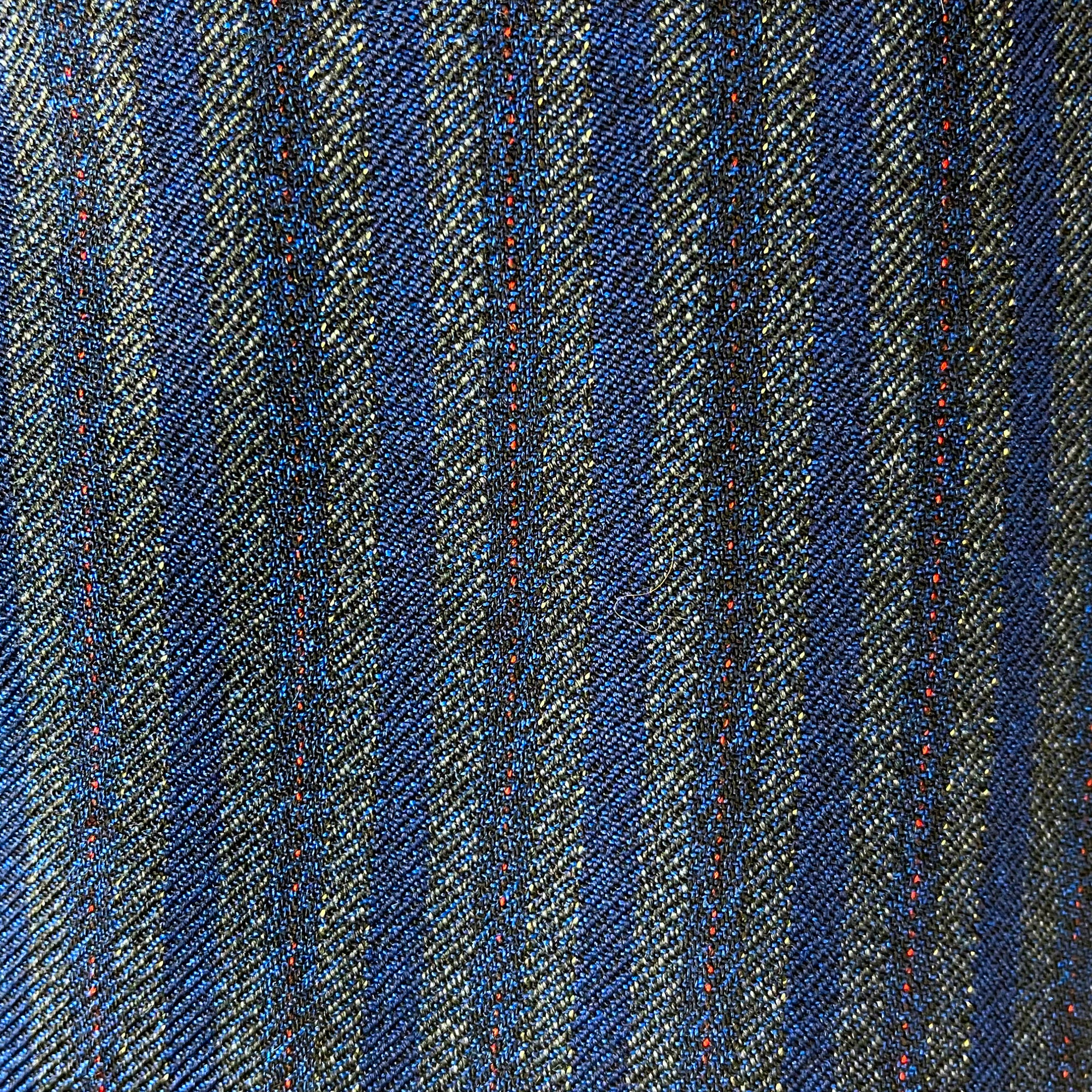 Vintage 1960s Mens Striped Suit Custom Tailored Blue Wool Size M