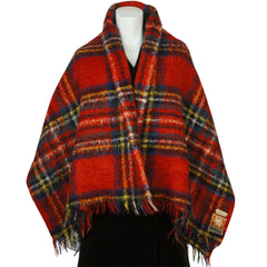 Vintage 50s Royal Stewart Tartan Scottish Mohair Throw Shawl - Poppy's Vintage Clothing