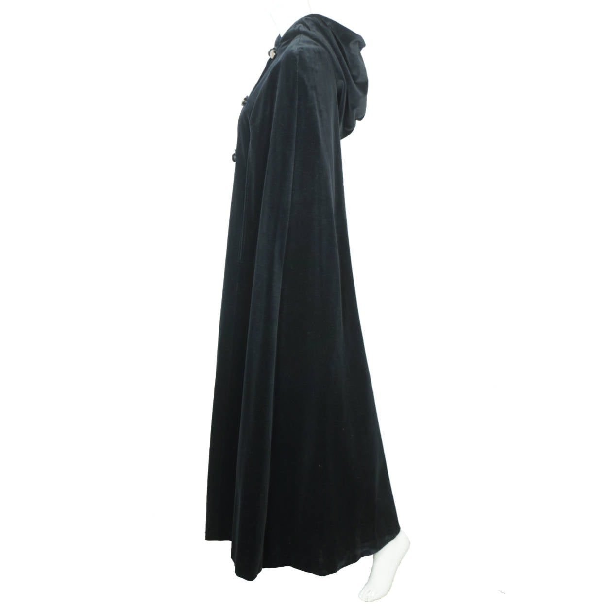 Vintage 60s Black Velvet Cape Hooded Rain Master Canada Sz M - Poppy's Vintage Clothing