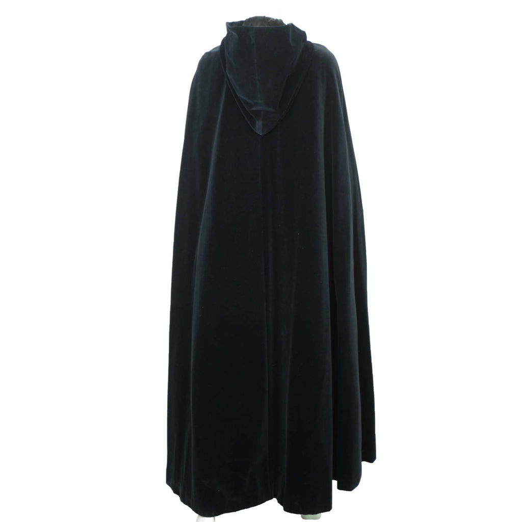 Vintage 60s Black Velvet Cape Hooded Rain Master Canada Sz M - Poppy's Vintage Clothing