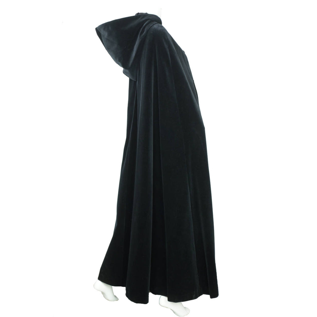 Vintage 60s Black Velvet Cape Hooded Rain Master Canada Sz M - Poppy's Vintage Clothing