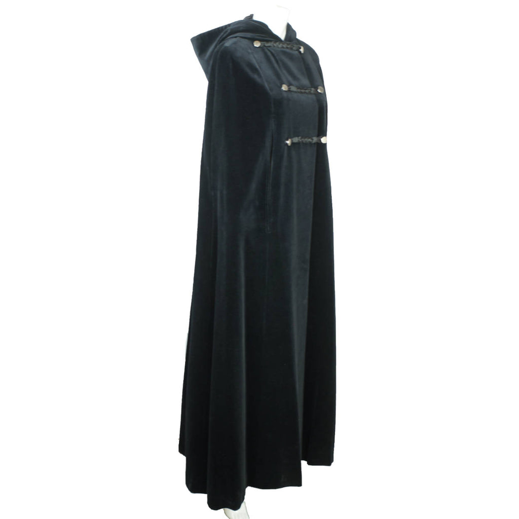 Vintage 60s Black Velvet Cape Hooded Rain Master Canada Sz M - Poppy's Vintage Clothing
