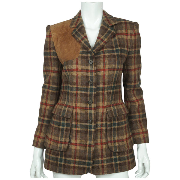 Lauren by Ralph Lauren Plaid Jacket Hunting Blazer Green Label Ladies Size 4 - Poppy's Vintage Clothing